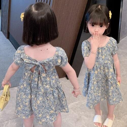 2021 Summer Girls Dresses Floral Girls Dress Baby Girls Clothes Children Clothing Girls Vestdigos Kids Dress Girls Bow Dresses