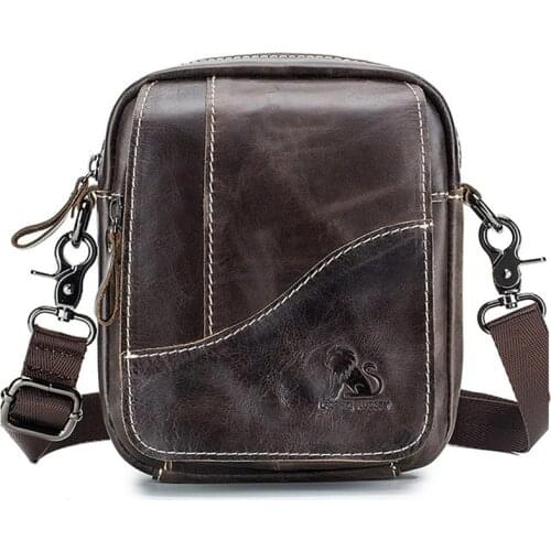 2020 Men Genuine Leather Messenger Bag Vintage Small Crossbody Bag for Men Casual Tote Bag