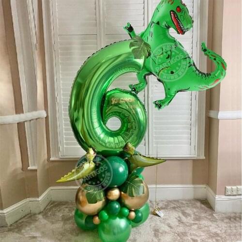 29pcs/set Jungle Dinosaur Balloons Set Dark Dreen Latex Balloon 30inch Green Number Globos Kids Birthday Party Baby Shower Decor