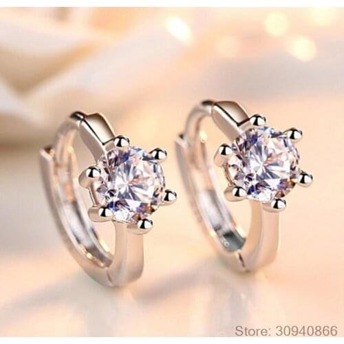 925 Sterling Silver Earrings Six Claw Zirconia Heart Arrow Round Hoop Earrings For Women Best Gift S-E184