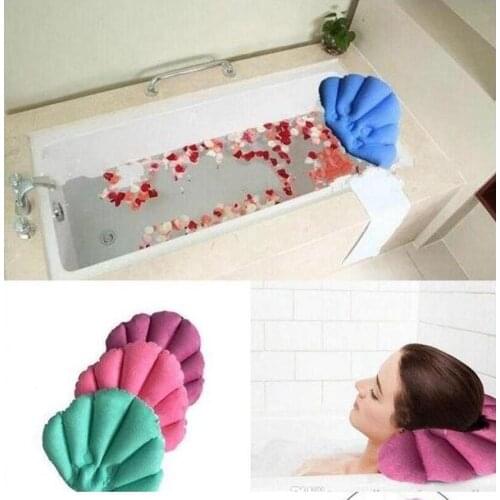 Free Shipping Soft Bathroom Pillow Home Comfortable Spa Inflatable Bath Cups Shell Shaped Neck Bathtub Cushion Bathroom Accessor