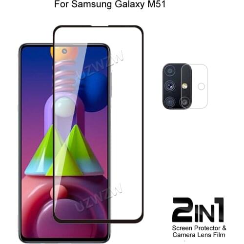 For Samsung Galaxy M51 Front Screen Protector Protective Tempered Glass & Camera Lens Film