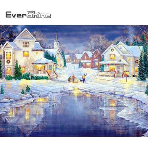 EverShine 5D Diamond Painting Full Square Scenery Cross Stitch Diamond Mosaic Full Embroidery Winter Landscape Bead Picture Kits