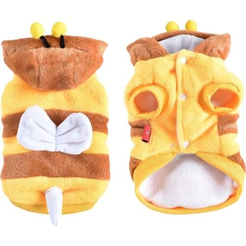 Dog Bee Costume Fleece Cartoon Pet Cute Hoodies Puppy Clothes Cat Bumblebee Chihuahua Pug Apparel Outfit For Small Medium Dog