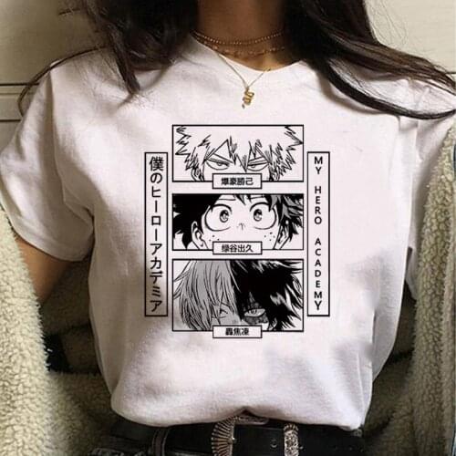 My Hero Academia Anime T Shirt Women Tops Summer Harajuku Short Sleeve Cute T-shirt Japanese Boku Hero Graphic Tees Female y2k