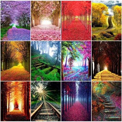 HUACAN Full Square Diamond Painting Landscape Diamond Art Embroidery Forest Scenery Home Decor