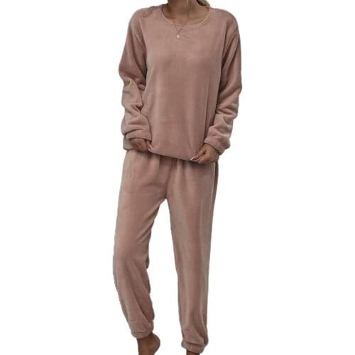 80%HOTWomen Autumn Winter Plush Blouse Warm Pants Loungwear Homwear Two Piece Outfit