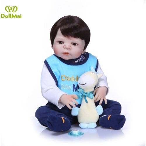 22inch 55cm bebes Reborn boy Dolls Realistic baby Doll soft silicone Full body Vinyl Boneca Doll For Girls Birthday Toys