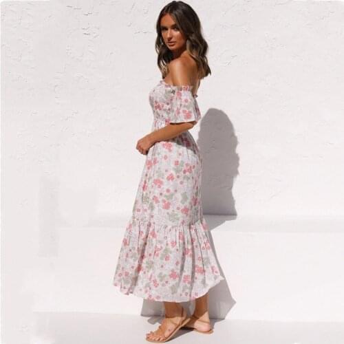 Summer Dress Women Clothing Off Shoulder Backless High Waist Floral Boho Maxi Dresses Strapless Chest Wrap Print Dress For Woman