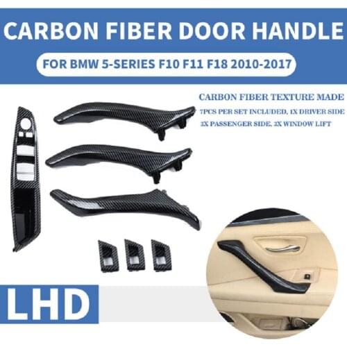 Left Hand Drive LHD For BMW 5 series F10 F11 Carbon Fiber Car Interior Inner Door Handle Panel Pull Trim Cover