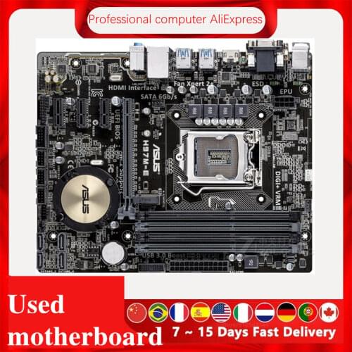 For Asus H97M-E Desktop Motherboard H97 LGA 1150 For Core i7 i5 i3 SATA3 USB3.0 Original Used Mainboard
