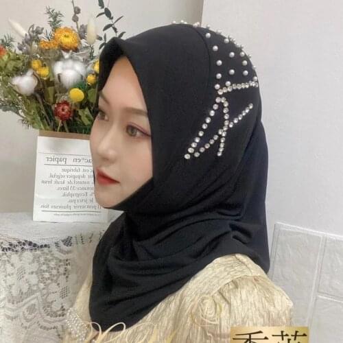 Muslim Women Instant Diamond Shawls Hijabs Scarves Caps