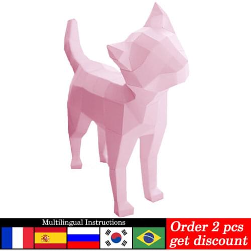 Tilted Head Cat Animal Decor Home Decoration Paper Model Ornaments,Low Poly 3D Papercraft,Handmade DIY Adult Craft Toy RTY207