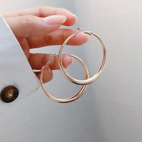 New Arrival 100% 925 Sterling Silver Trendy Big Hoop Earrings Female Birthday Gift Drop Shipping Cheap