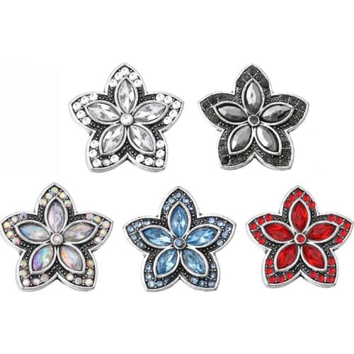 New Arrival Five colors 18-20mm Metal Snap Jewelry Flower Snap Button fit Snap Bracelets Bangles snaps Women Jewelry wholesale