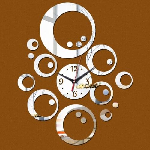 New promotion real home decoration mirror wall clock clocks living room modern 3d quartz needle acrylic