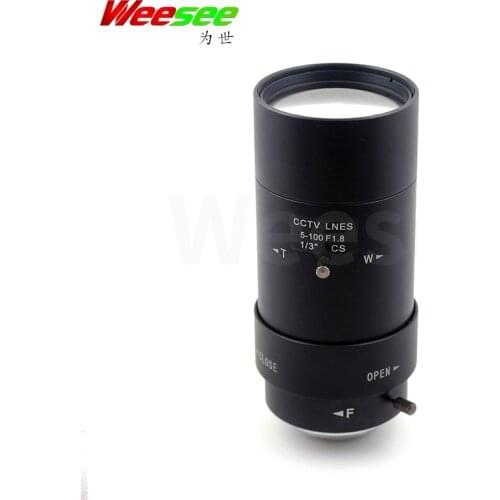 WS 5-100mm HD CCTV lens manual zoom iris focus varifocal F1.8 lens CS mount 1/3'' image size for security CCTV camera