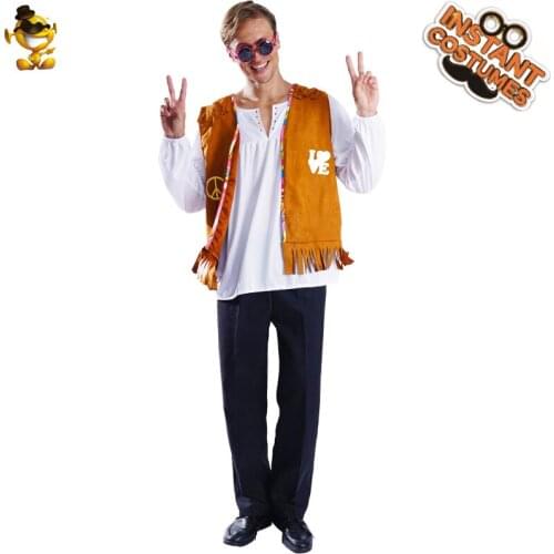 Hippie Costume Suits Disco Rock Party Carnival Adult Funny Fancy Dress Party Costume Stage Hip-Hop Performance Clothing For Men
