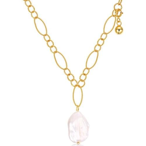 100% S925 Sterling Silver Baroque pearl necklace womens simple niche net red twist handmade necklace Charms Jewelry