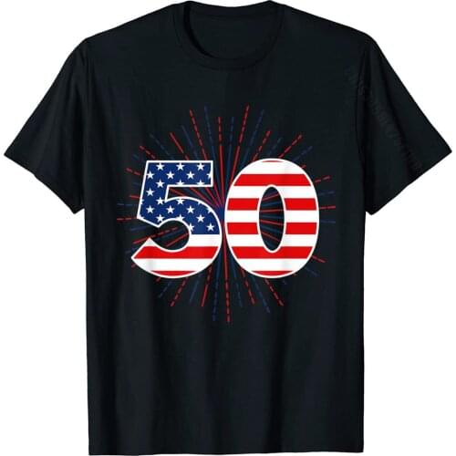 Patriotic American 50 Year Old Birthday T-Shirt Cotton Slim Fit Tops Shirts Oversized Student T Shirt Comics