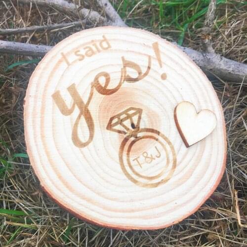 Personalized Wedding engagement gift customize your initials on wood slab to display at your engagement party bridal shower
