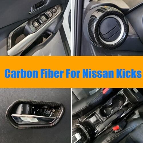 Carbon Fiber Drawing For Nissan Kicks 2016-2021 LHD Whole Interior Accessoires ABS Decoration Cover Trim