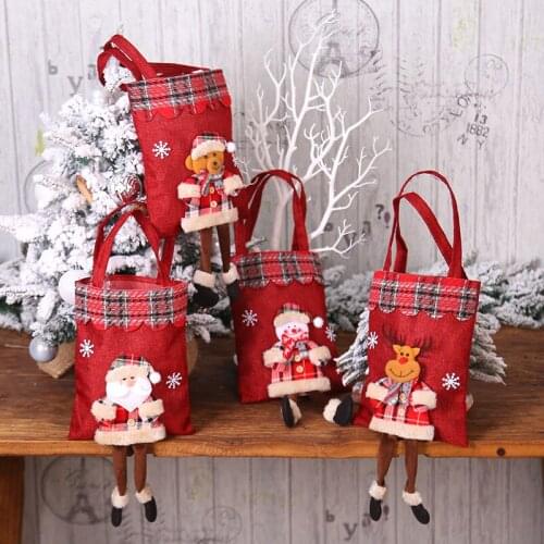 Christmas Candy Burlap Bags Cloth Linen Gift Handbags Christmas Accessories Santa Sacks Christmas Gift Holder for New Year