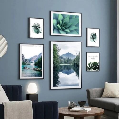 Natural Scenery Printed Posters Landscape Green Plants Islam Abstract Canvas Oil Painting Wall Art Modern Living Room Decoration