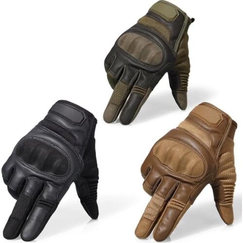 Touchscreen PU Leather Motorcycle Full Finger Gloves Protective Gear Racing Pit Bike Riding Motorbike