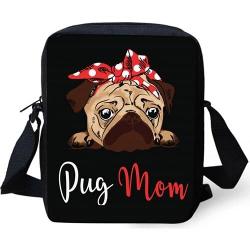 Bulldog Pug Dog Bag Women Mini Messenger Bags Kids School Bags Girls Shoulder Bookbag Travel Bag Best Christmas Gift