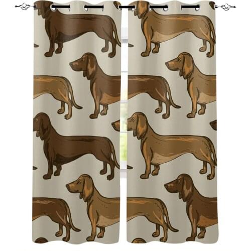 Dachshund Dog Cute Pet Window Curtain Living Room Kitchen Curtain Panel Blackout Curtains for Bedroom