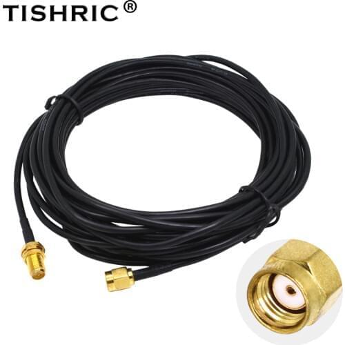 TISHRIC 2018 Pure Copper Gold Plated Male to Female Antenna RG174 RP-SMA Extension Cable WiFi Wi-Fi 6m For Router Wlan