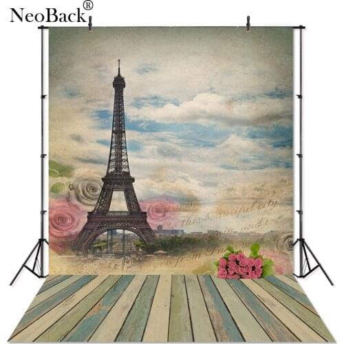 Thin Vinyl Rose Eiffel Tower Romantic Photography Backdrop Valentine Printed Photography Studio Portrait Family Photo background