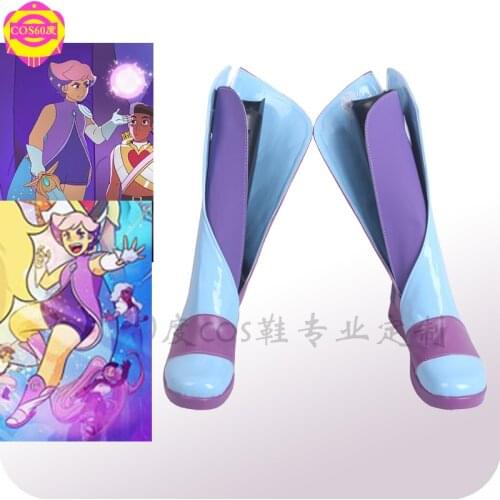 She-Ra and the Princesses of Power Glimmer Cosplay Shoes Blue & Purple Faux Leather Boots Halloween Carnival Party Props
