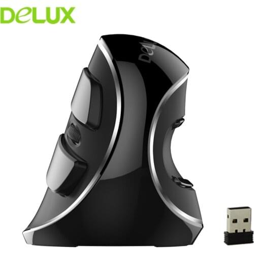 Delux Wireless Mouse M618 Plus Vertical Mouse Ergonomic 6 Buttons Optical Mause 1600DPI Adjustable with Palm Rest for PC Laptop