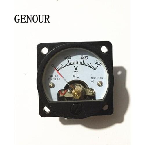 SO-45 AC 0-300V Round Analog Dial Panel Meter Voltmeter Gauge Black Voltmeter Class 2.5