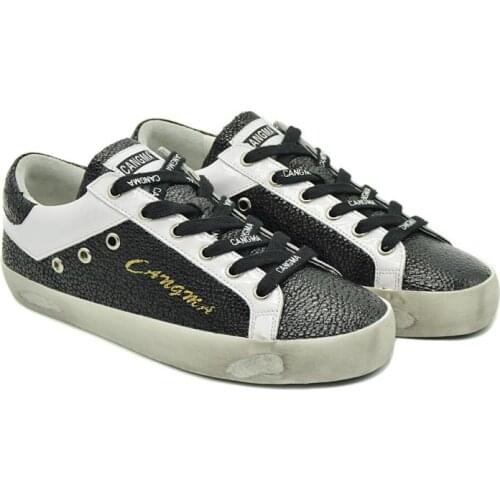 CANGMA Luxury Brand Women Designe Sneakers Black Genuine Leather Low Top Flats Shoes Female Vintage Womens Shoe 2021