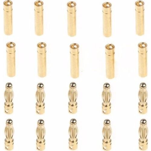 10 pair / lot 2.0mm 3.5mm 4.0mm 5.0mm 5.5mm 6.0mm 6.5mm 8.0mm gold Bullet Banana Connector plugs For RC Battery