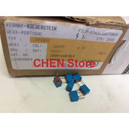 10PCS/20PCS Vishay ERO KP1830 680pF/100V 5% P5MM blue Polypropylene film capacitor 681/100v Hi-Fi Audio 681 100v 680p 0.68NF