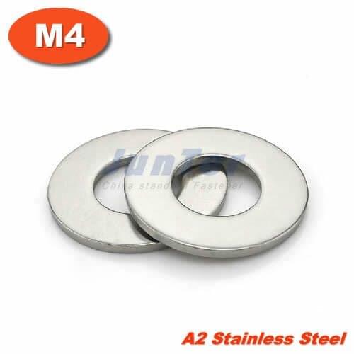 100pcs/lot DIN125 M4 Flat Washer A2 Stainless Steel