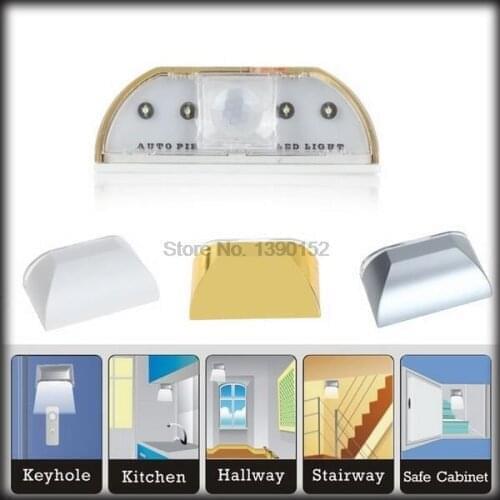 By dhl or ems 100 pcs Auto PIR Door Keyhole IR Motion Sensor Heat Temperature Detector LED Light Lamp Pyroelectric