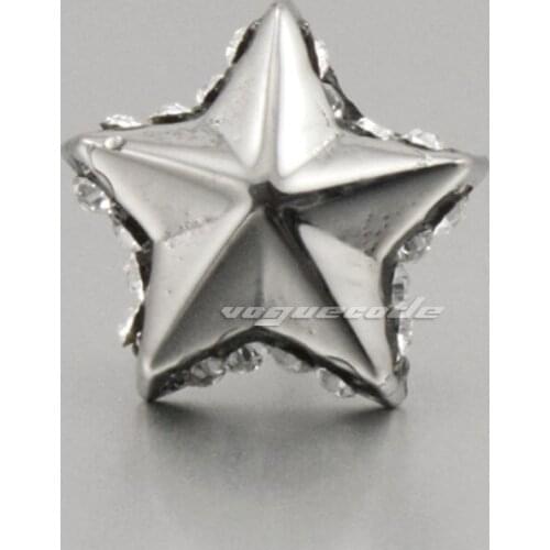 316L Stainless Steel Star CZ Mens Biker Punk Stud earrings 2H021(2 Pieces)