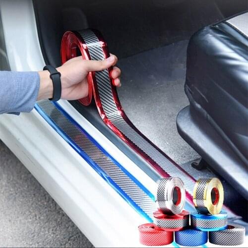 5cm 7cm Carbon Fiber 3M 5M Car Stickers Door Sill Protector Goods For KIA Toyota BMW Audi Mazda Ford Hyundai LADA LIFAN MG ect