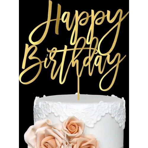 Happy Birthday Acrylic Cake Topper Gold & Silver Happy Birthday Monogrammed Cake Topper Cake Decor
