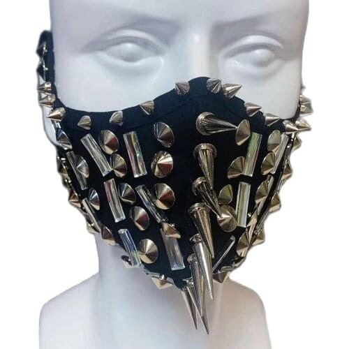 Shining Rhinestones Rivet Decoration Face Mask Womens Nightclub Wear Party Evening Costume Personality Performance Accessories