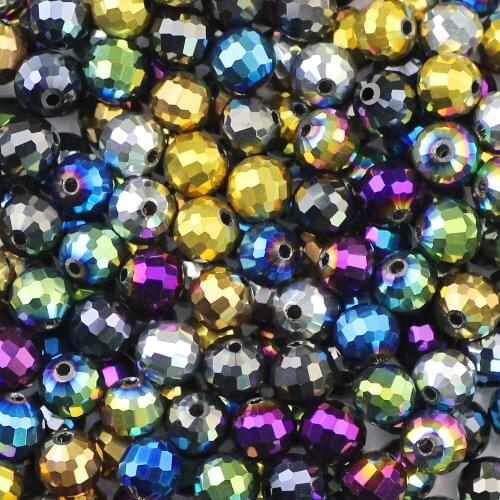 YHBZRET 8mm 96 Faceted ball Austrian Crystal Beads 50pcs Plated Round Loose Beads For Jewelry Bracelet Making DIY accessories