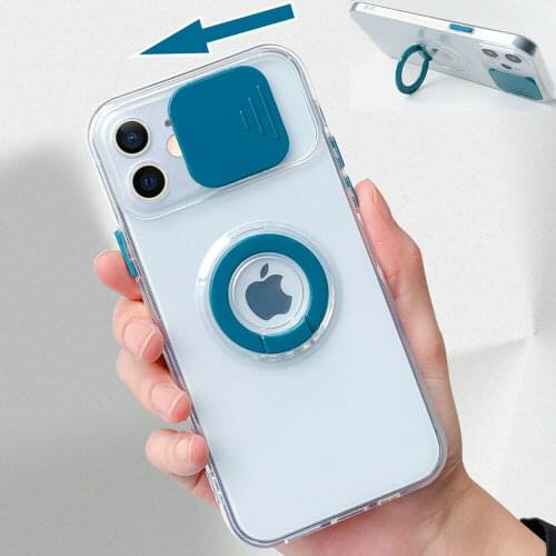 Camera Protection Ring Holder Phone Case For iPhone 12 11 Pro Max 12Mini XR XS Max X 7 8 Plus Shockproof Bumper Clear Back Cover
