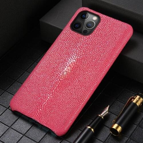 Genuine Stingray Leather Phone Case for iPhone 12 Pro Max 12 Mini 11 Pro Max SE 2020 X XR XS MAX 8 7 Plus 6 6S 5 5s Luxury cover