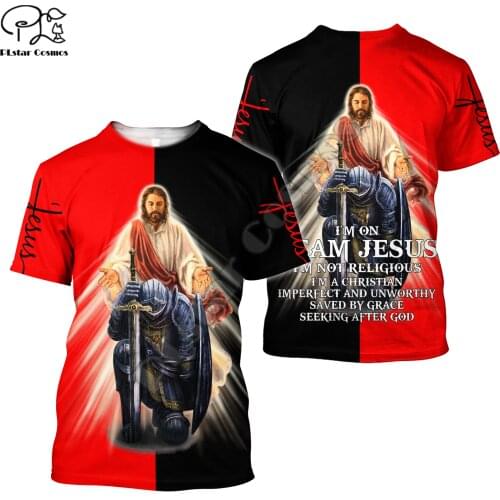 PLstar Cosmos Christian Catholic God Jesus Lion Retro Bible Art 3DPrint Streetwear Summer Casual Funny Short Sleeves T-Shirts C4