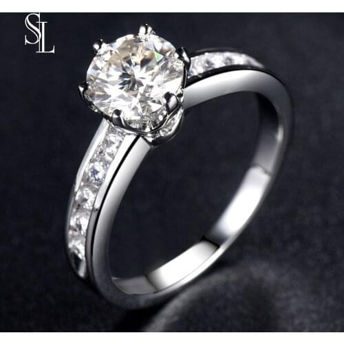 SL Luxury 100% 925 sterling silver Square stone Diamond ring finger Brand Created Moissanite Wedding Rings for Women Jewelry